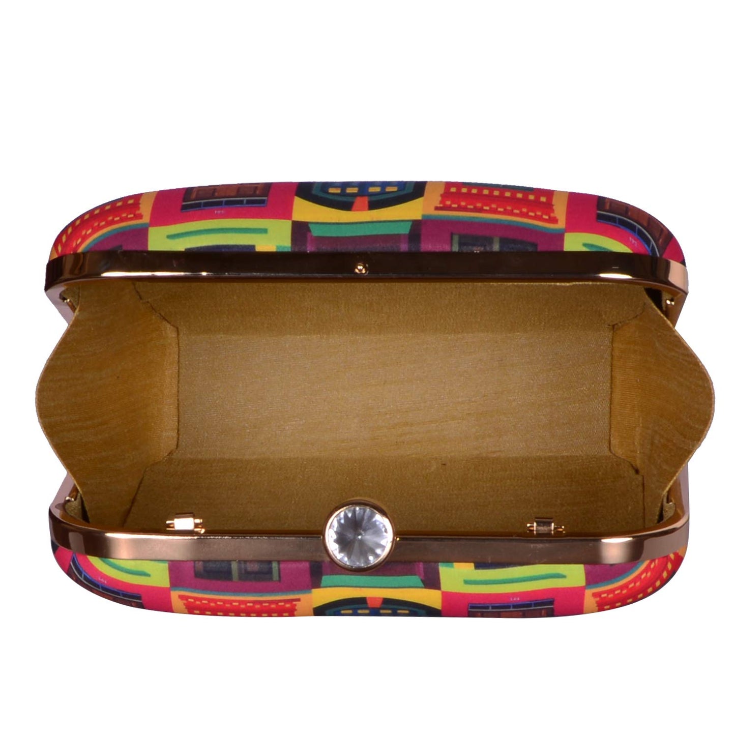 Artklim Women's Colourful Doors Print Clutch Bag with Detachable Sling (Multicolor)