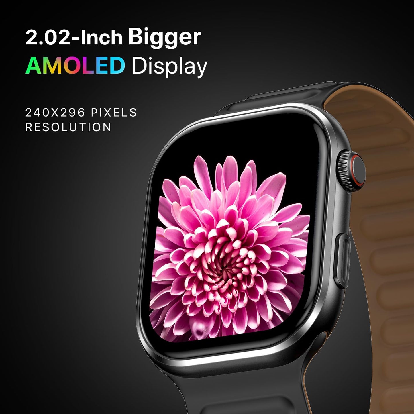 Fire-Boltt Brillia Pro Smart Watch with 51.3mm (2.02 inch) AMOLED Display, Bluetooth Calling, SpO2, Heart Rate Monitoring, 120+ Sports Modes, IP67 Waterproof, Long Battery Life (Black Mag)