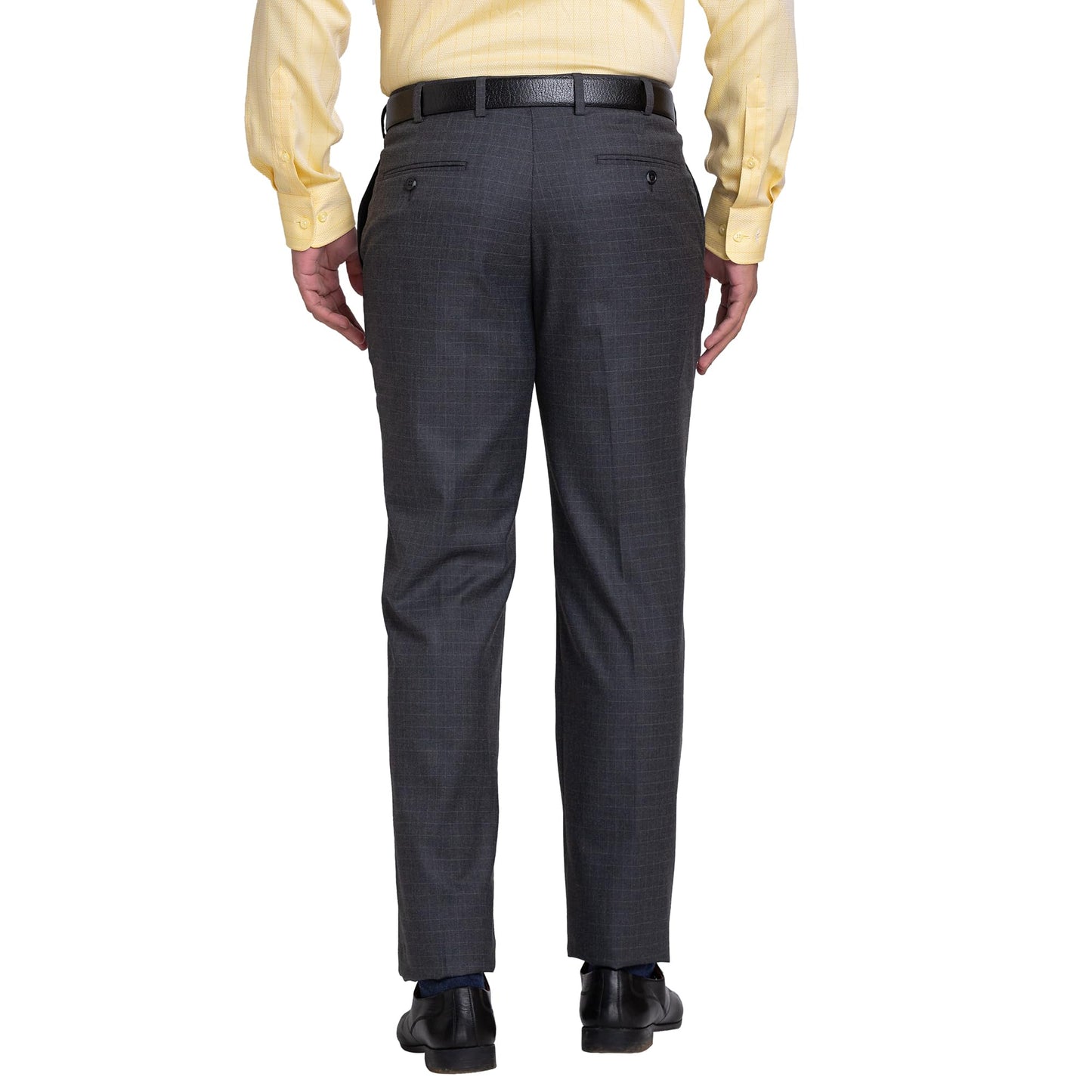 Park Avenue Men Smart Fit Checks Pattern Poly Viscose Blend Formal Trouser (Size: 30)-PMTX07316-G8 Dark Grey