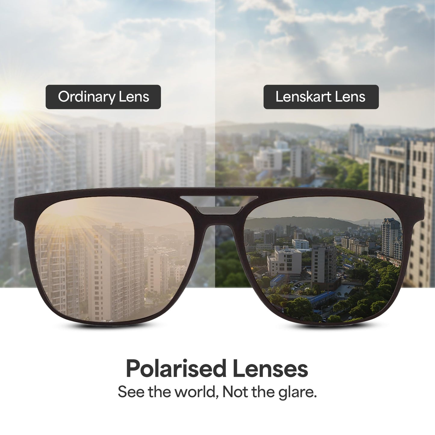Vincent Chase By Lenskart | Matte Brown Full Rim Square| Polarized Stylish Sunglasses | 100% UV Protected | For Men & Women (Medium, Vc S12644)