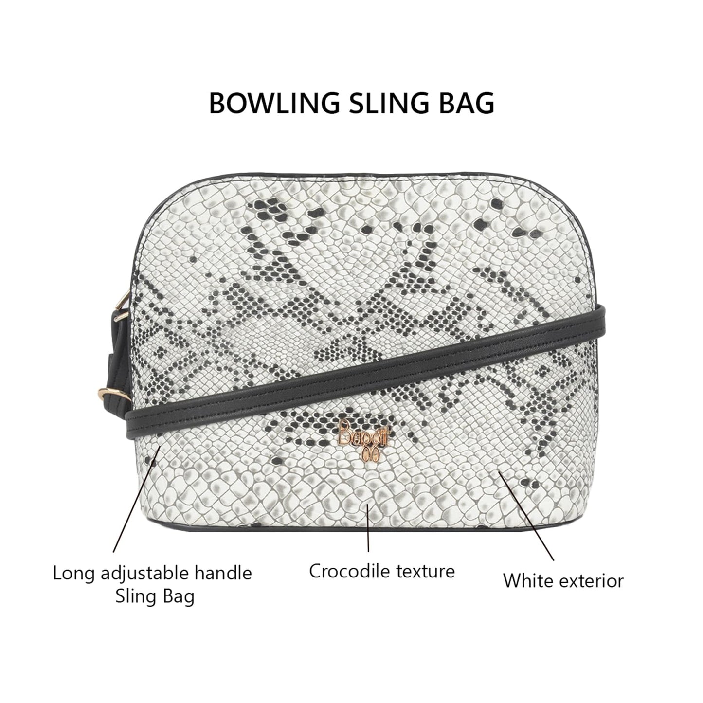 Baggit Women White XS Size Sling Bag | Ladies Stylish Casual Cross Body Purse Handbag