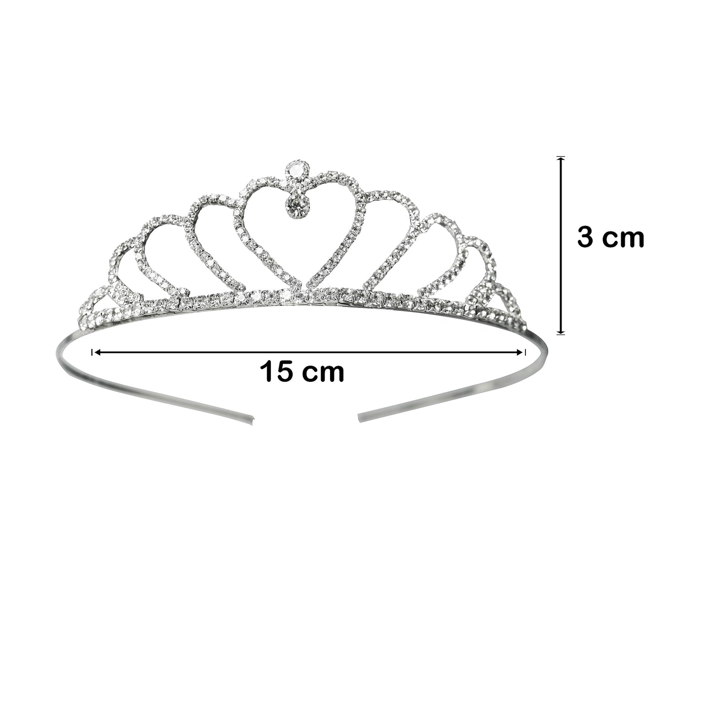 Decofy Beautiful Heart Rhinstone Diamond Crown Tiara- Hair Accessories Tiara Headband for Women and Girl Crown Hairband Tiara