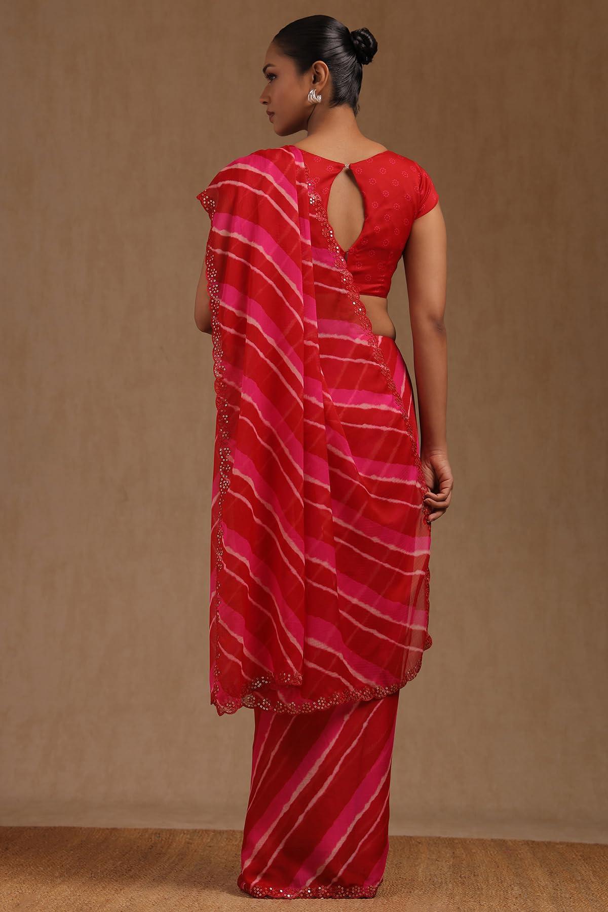 Soch Womens Georgette Leheriya Print Saree