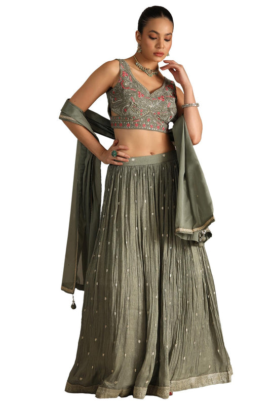 Soch Women's Viscose Blend Lehenga Choli (OWS5CD21818_Grey_XL)