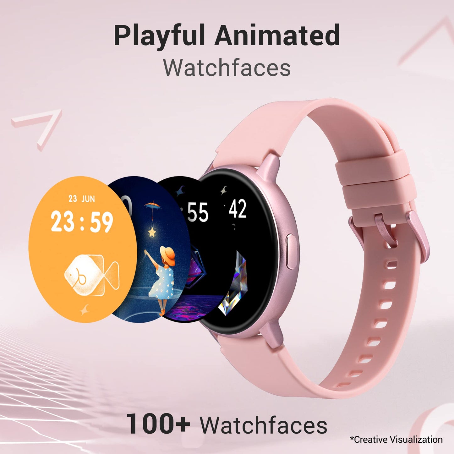 Fastrack Reflex Play 1.3 AMOLED Display Smart Watch with AOD Premium Metallic Body Animated Watchfaces BP & Sleep Monitor 24x7 HRM SpO2 Multiple Sports Modes Upto 7 Day Battery IP68 (Pink)