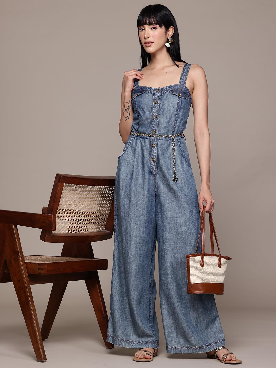 Label RITU KUMAR Blue Jolene Jumpsuit