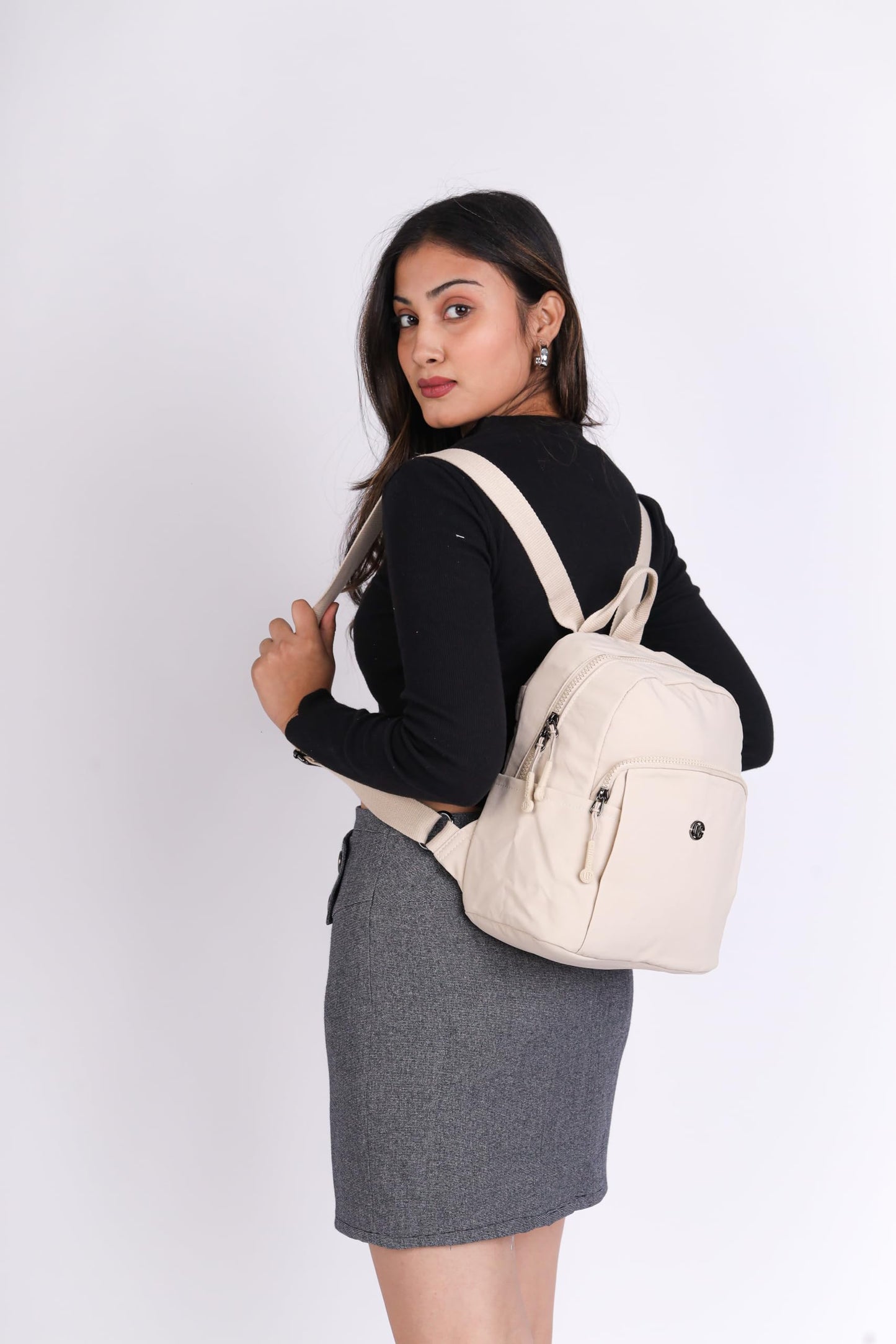 12o12 Women Travel Backpack, Multiple Pockets, Smart Organization, Lightweight Casual Daypack | Fashion Shoulder Sling Handbag Stylish for Travel, Work, Office, Picnic, Shopping College (Beige)