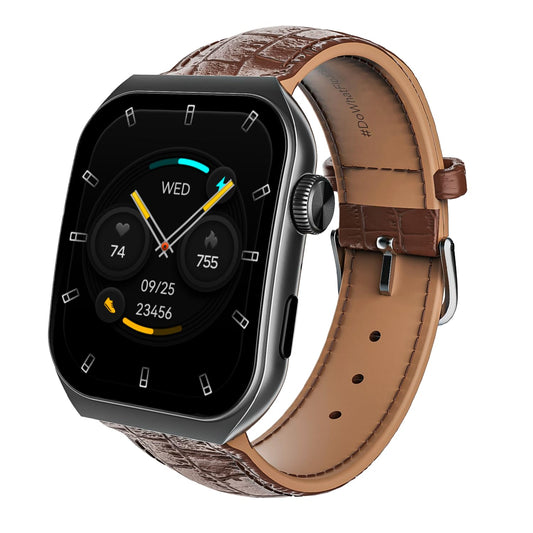 boAt Ultima Vogue Smart Watch with 1.96" AMOLED Curved Display, BT Calling, Functional Crown, Widget Control, Always on Display, HR & SpO2 Monitoring, IP67(Brown Leather)