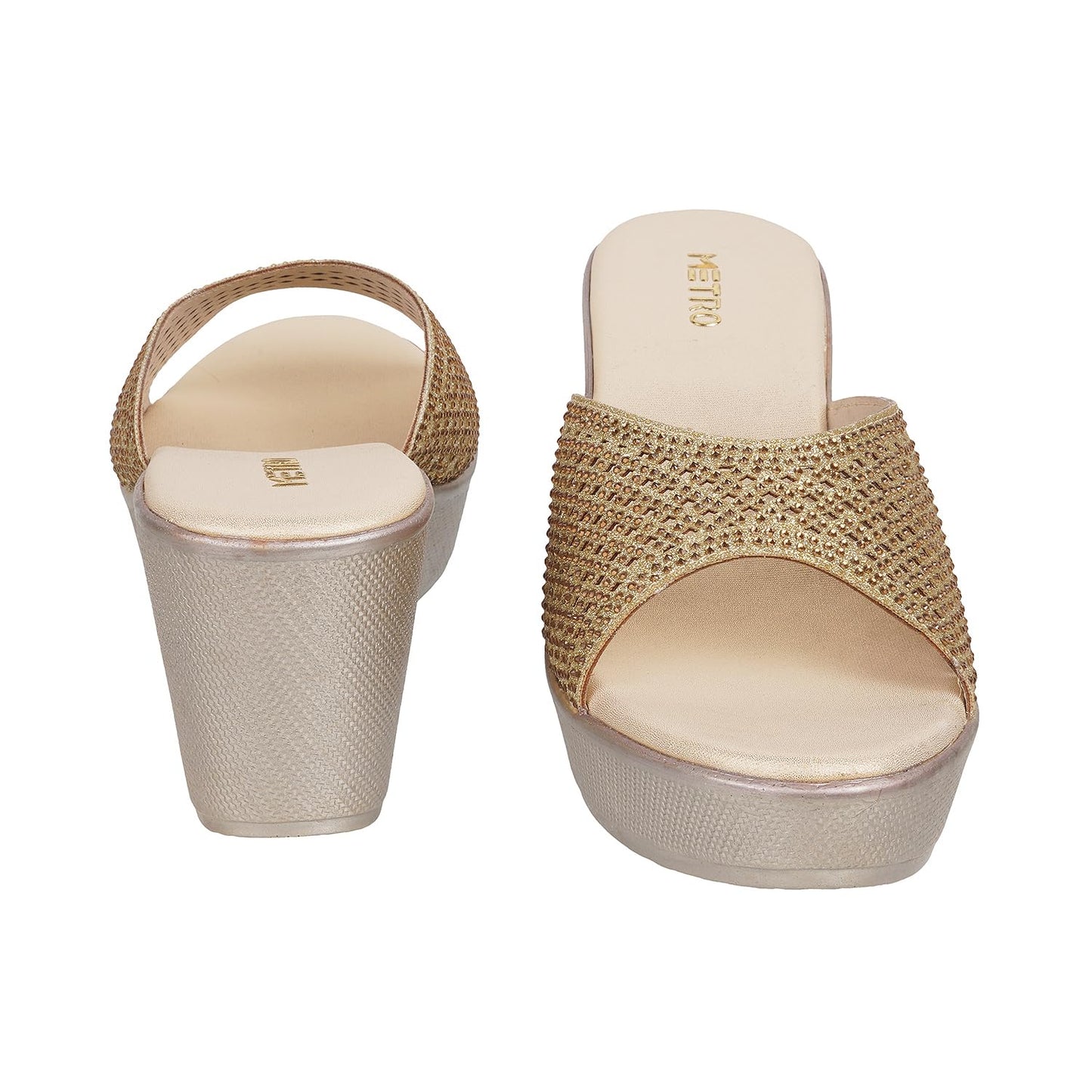 Metro Women Gold Synthetic Sandals - EU/36 UK/3-35-4634