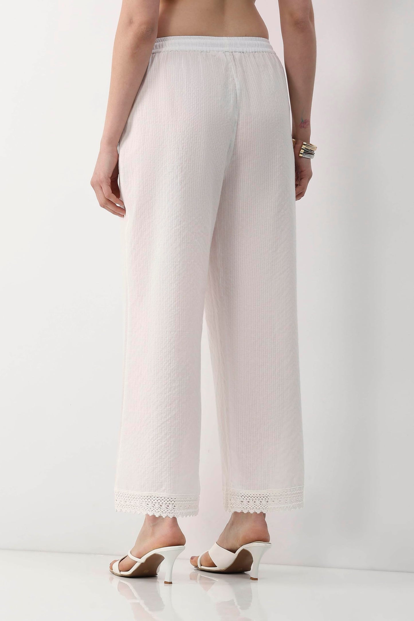 Biba Women White Cotton Straight Palazzos_L