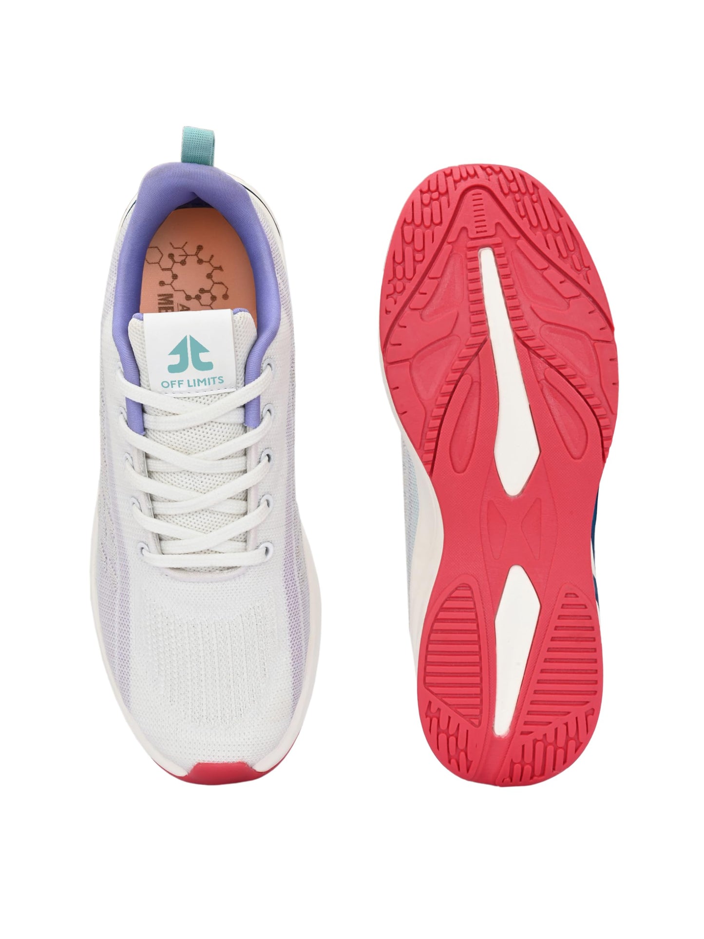 OFF LIMITS Women PALOMA Running Shoes, Off White/Purple/Aqua, UK 4