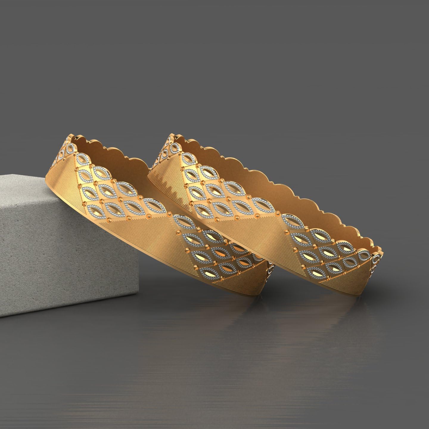 CYGNI BANGLES Elegant Gold-Plated Bangles for Women Traditional Design Jewelry (Set of 2)_(F2-B-115-2.4)