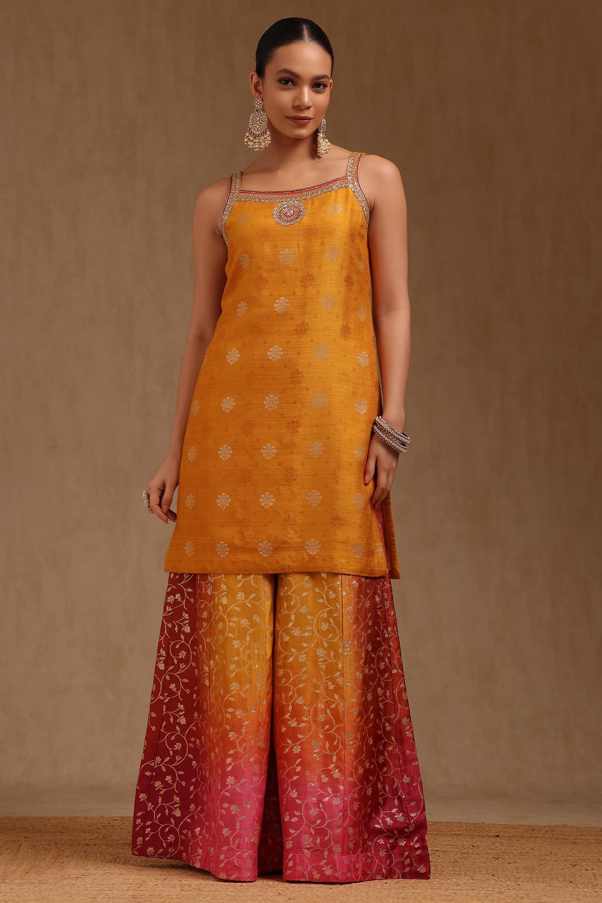 Soch Women's Brocade Salwar Suit Set (EWA5CD22385_Mustard
