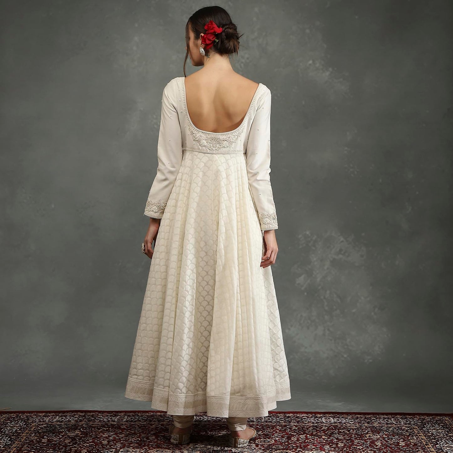 BIBA Women's Silk Chanderi Kurta Sets (CKD10745AW24CRM_Neutral