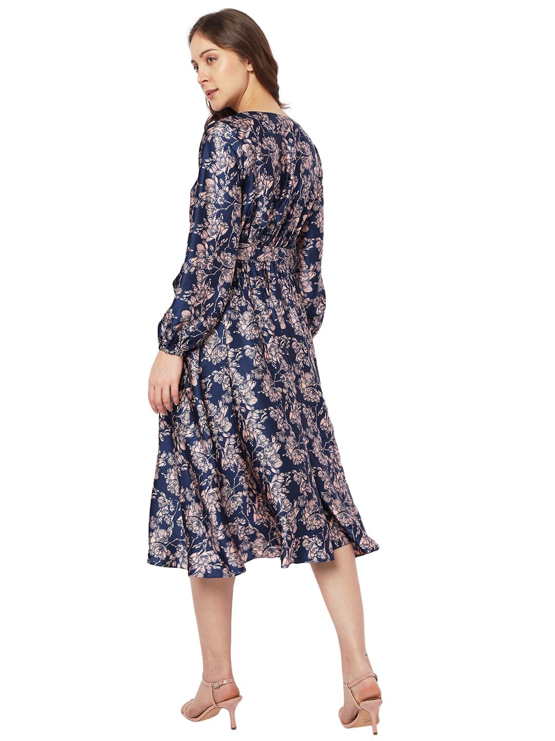 VERO MODA Women's Polyester Fit and Flare Mid-Thigh Length Dress (10313888-Navy Peony_Navy