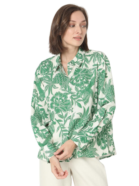 VERO MODA Women's Regular Fit Green Shirt