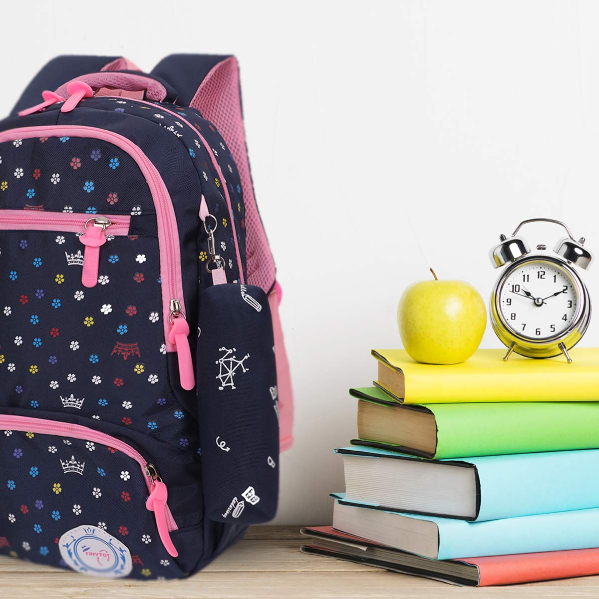 Tinytot 26 Liter, Stylish & Trendy (Flower Printed Pink/Blue) Water Resistant High Storage School College Travel Backpack Bag With Pencil Pouch, For Girls & Women, 2nd Standard Onward, (18 Inch)