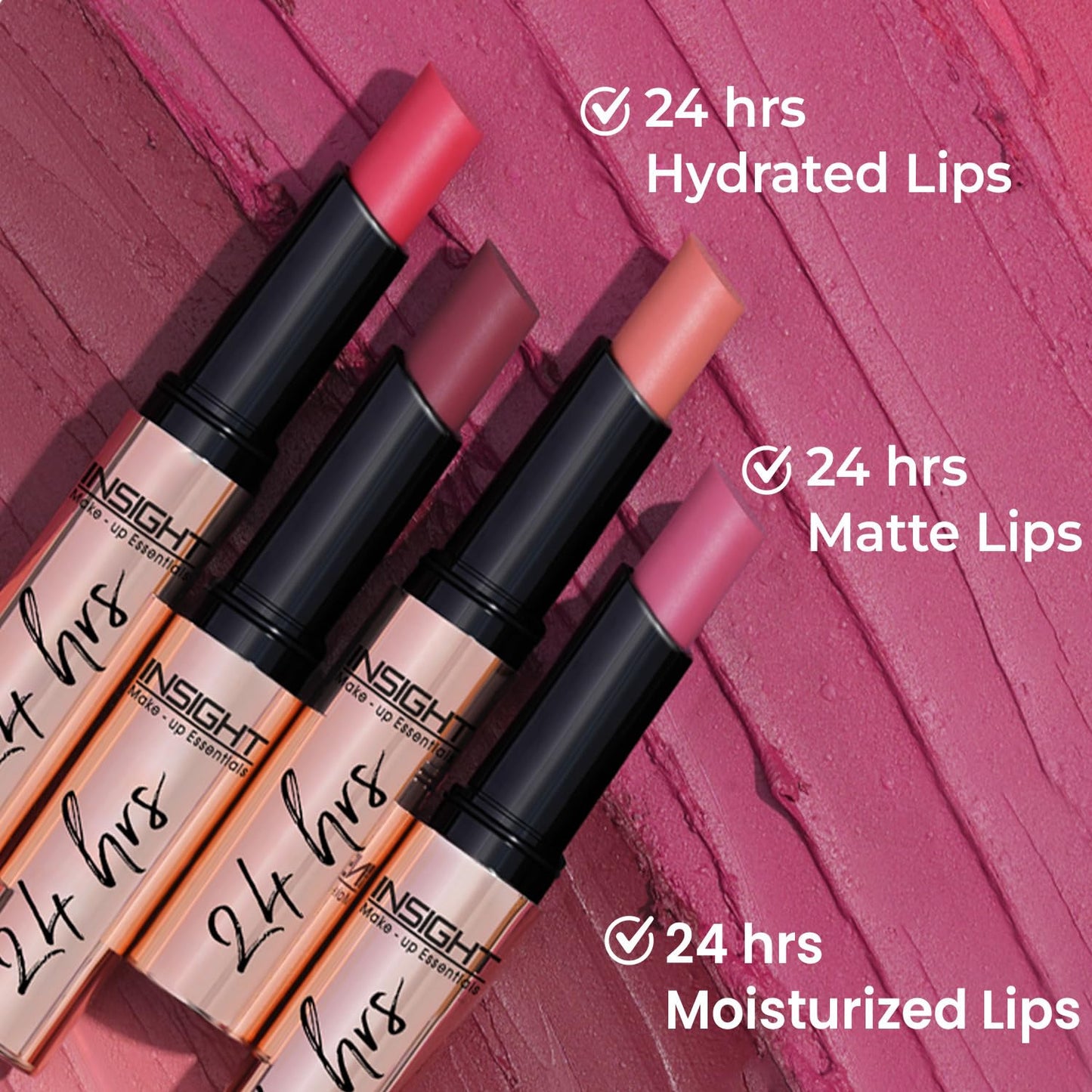 INSIGHT 24 Hrs Non-Transfer Matte Lipstick | Lightweight, Highly Pigmented, Long Wear | Kiss Proof & Smudge Proof | With Vitamin E & Jojoba Oil | Vegan, Toxin Free | Shade - 08 Stay Basic (3g)
