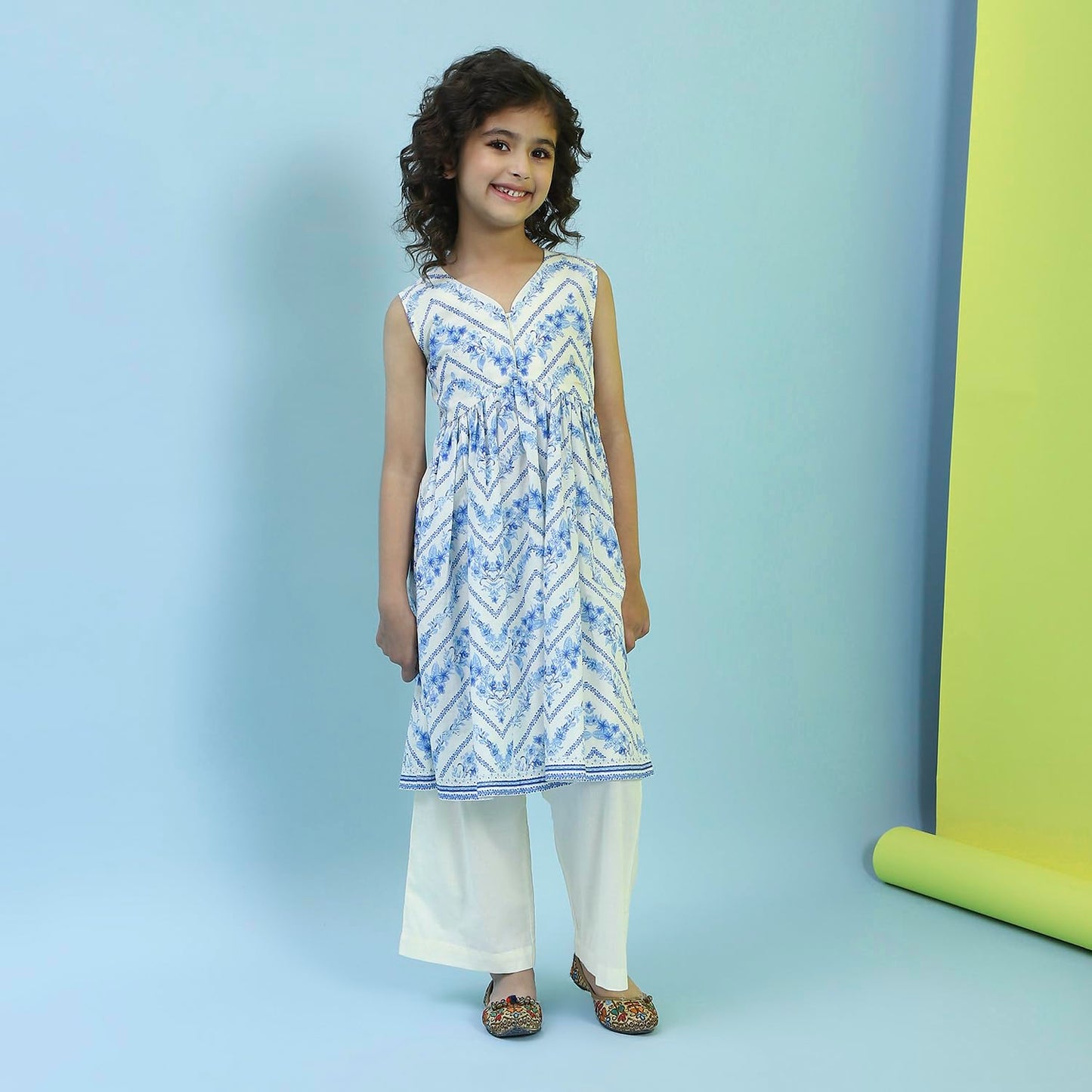 Biba Girl's Cotton Kurta, Bottom (KWPLMP6437SS25CRM_Cream