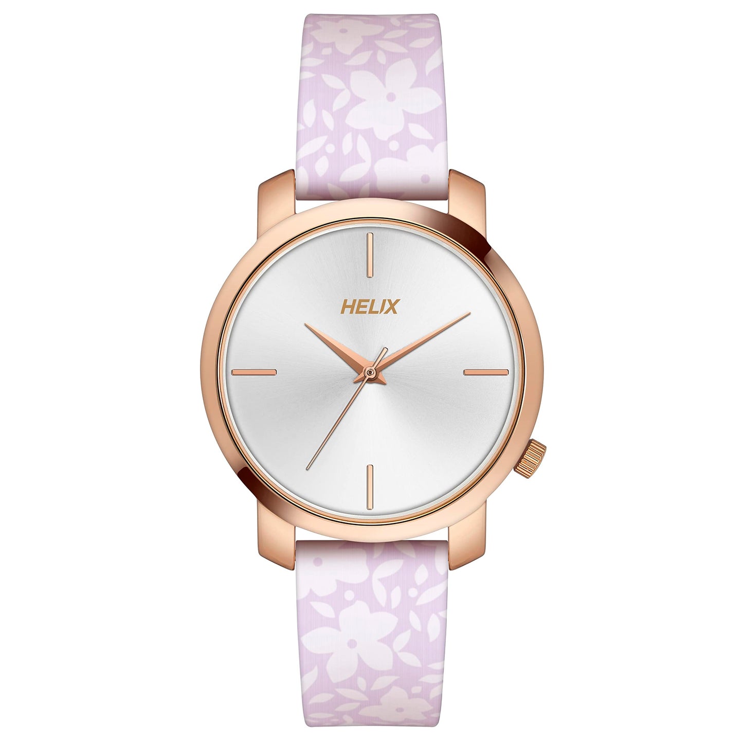 Helix by Timex Analog Watch for Women with Silver Round Dial & Printed Leather Strap Band Water Resistant Women's Wrist Watches - TW032HL40
