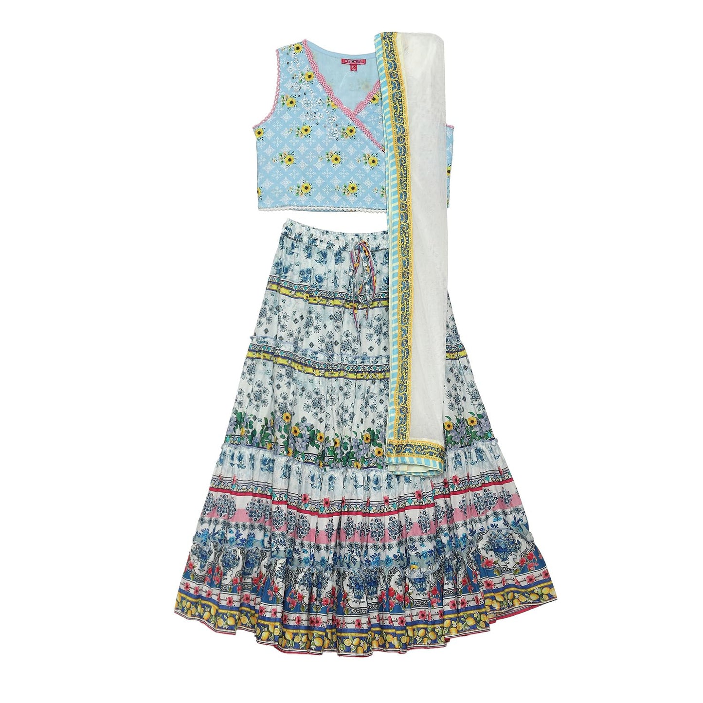 BIBA Girls PRINTED STRAIGHT KID(KWSUMMER ZEST5830_WHITE_9)