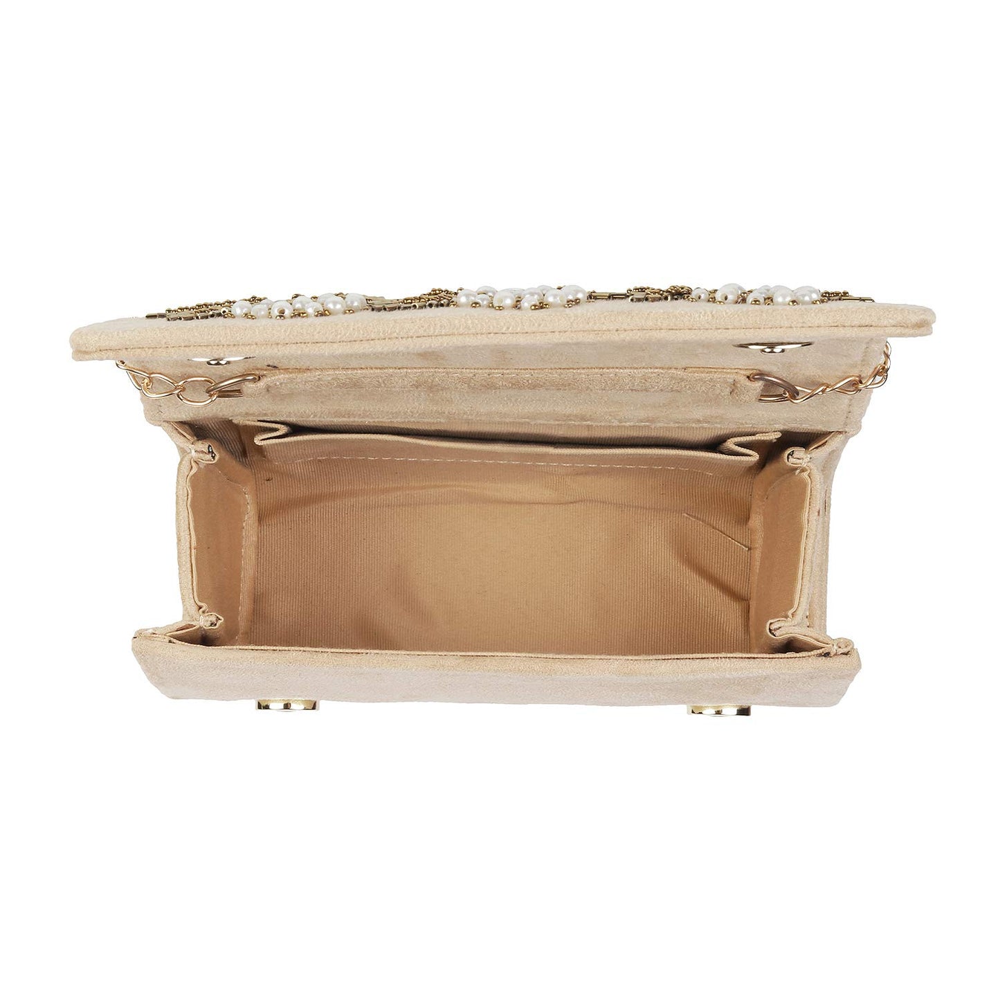 Mochi Womens Synthetic Beige Box Clutch (One Size)