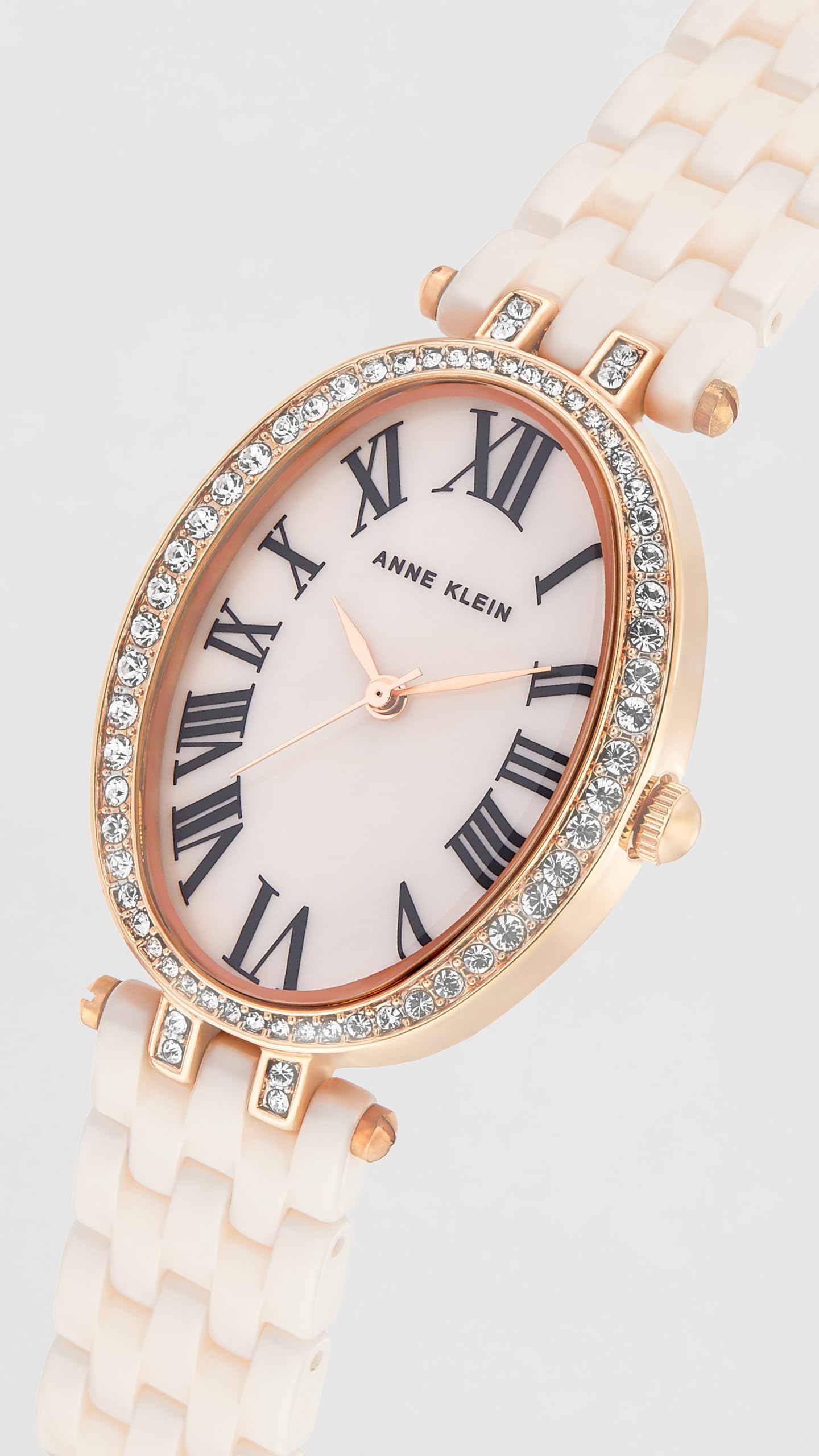Anne Klein Quartz Analog Pink Dial Rose Gold with Pink Ceramic Strap Watch for Women