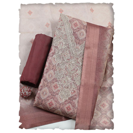 Meena Bazaar Printed Cotton Unstitched Kurta with Bottom & Dupatta