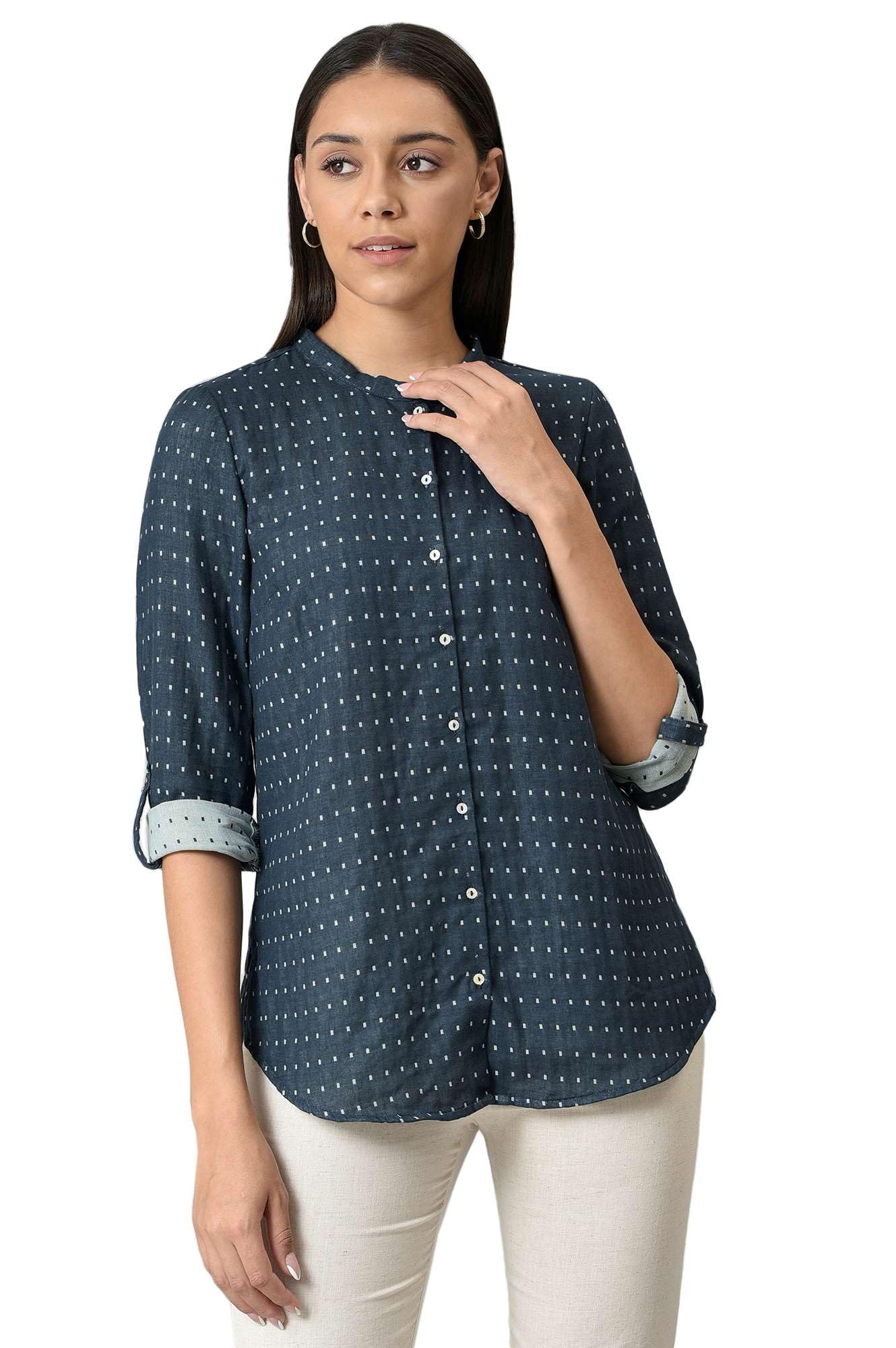 W for Woman Women's Regular Fit Shirt (22AUW31162-830184_Blue