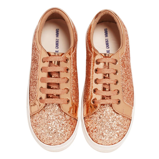 THE QUIRKY NAARI Glitterati Sneakers - Rosegold with A High End Feel | Metallic | 3 UK