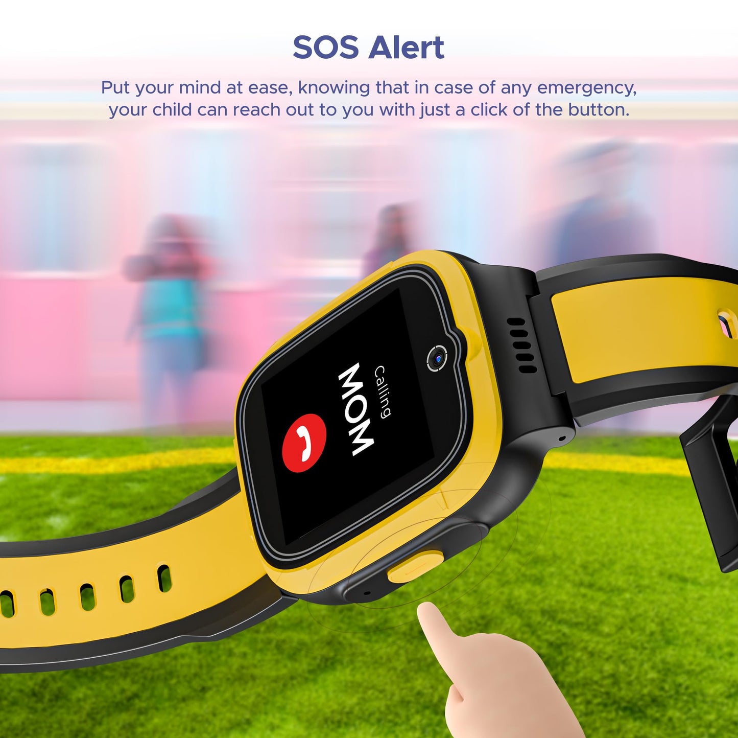 boAt Wanderer Smart Kids Watch w/ 2-Way Video & Voice Calls, SOS, Geo Fencing, Restrict Unknown Calls, Parental Controls,2MP Camera 1.43" (3.6 cm) HD Display Fitness Smart Watch (Sunshine Yellow)