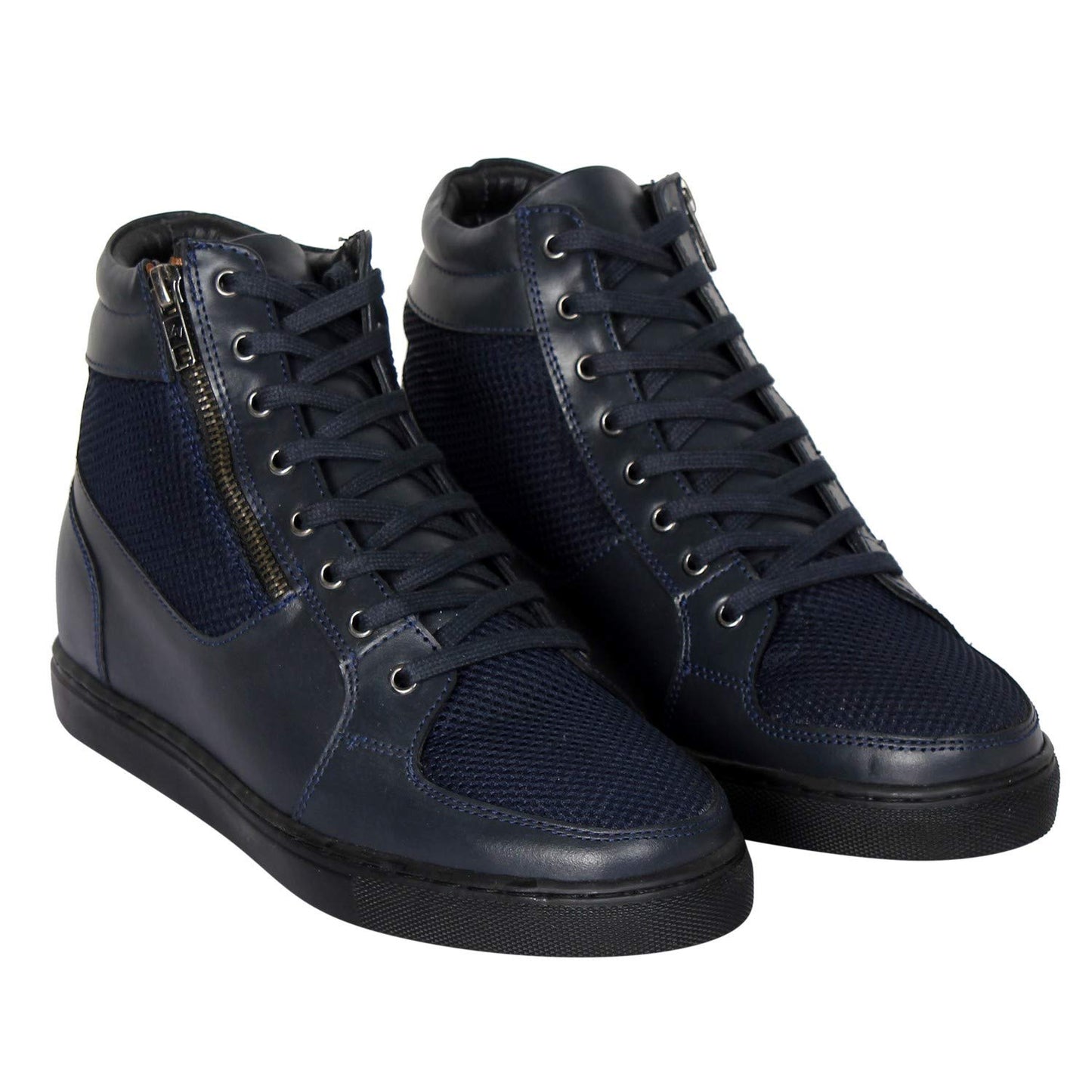 Celby Navy Blue Side Zip Sneakers with Hidden HeelStylish, Comfortable, and Durable Footwear for Everyday Wear