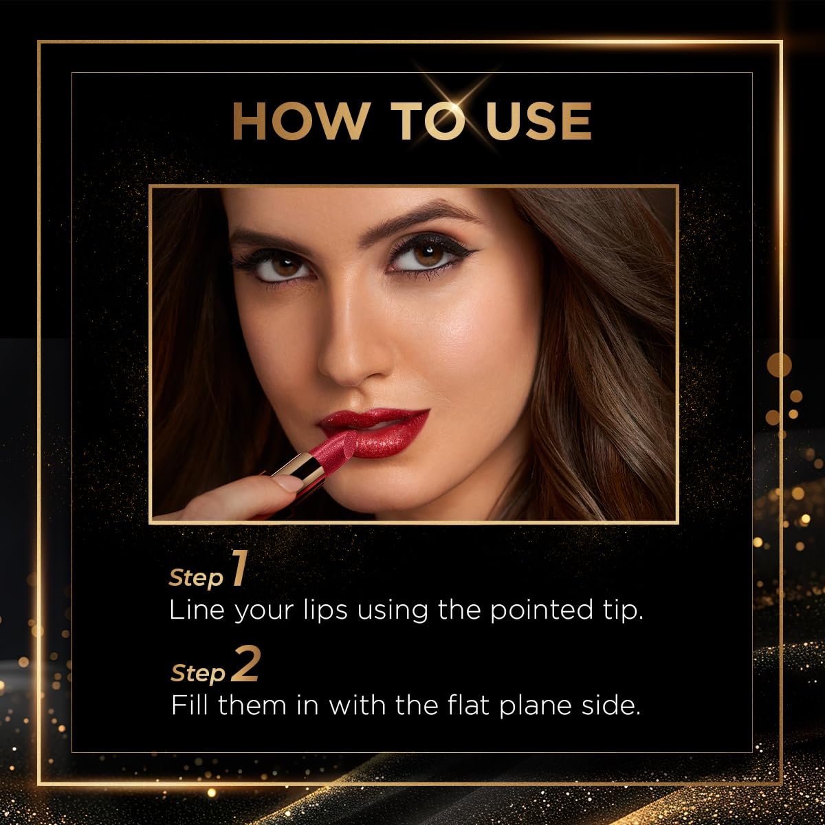 MyGlamm Manish Malhotra Starlight Glitter Lipstick - Enchantress (Plum Shade) | Non Drying, Creamy Pigmented Bullet Lipstick With Vitamin E (4.2g)