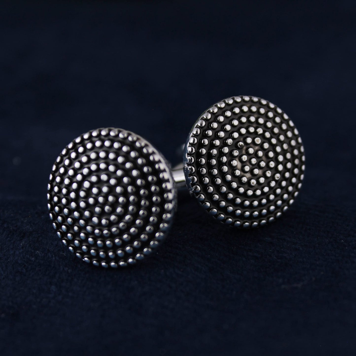 Kavove The Dot Pod Black & Silver Cufflink For Men
