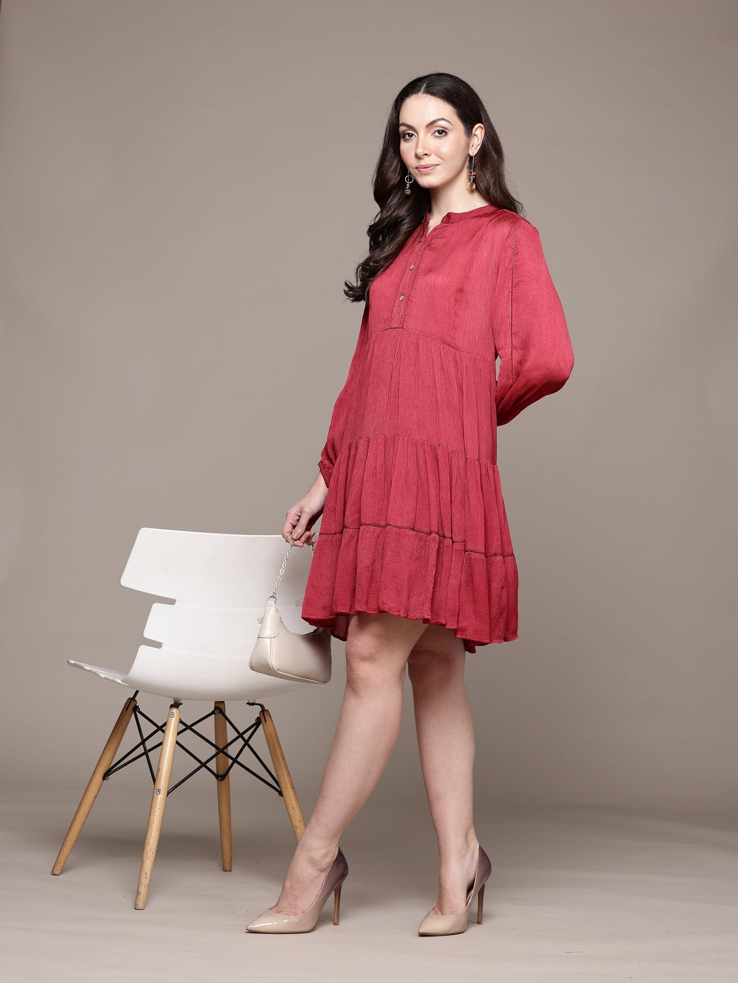Ritu Kumar Red Essential-Mahi Short Dress