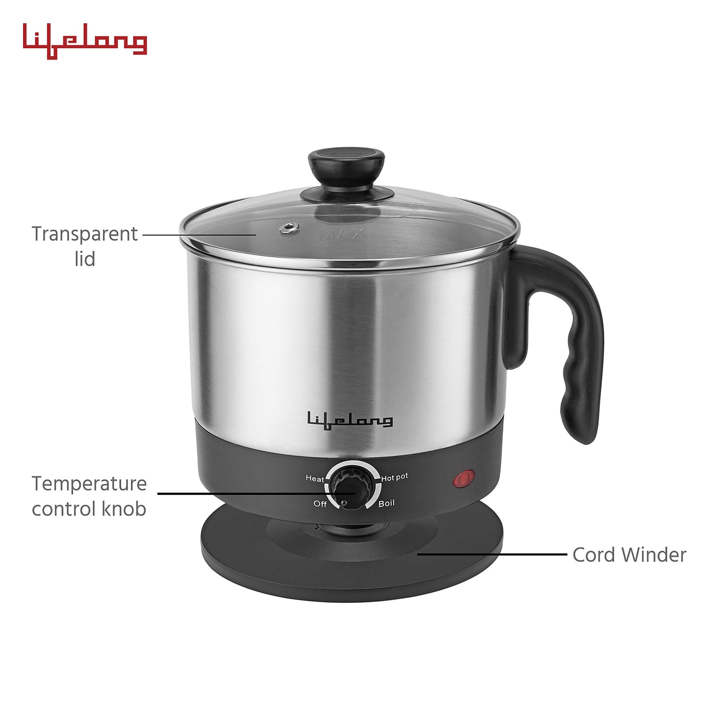 Lifelong Multifunction Cooker/Kettle 1.5 litres (Best for Boiling Milk, Eggs, Soup and Maggi/Noodles), Silver, 1.5 liters (LLMC01), Stainless Steel, 600 Watt