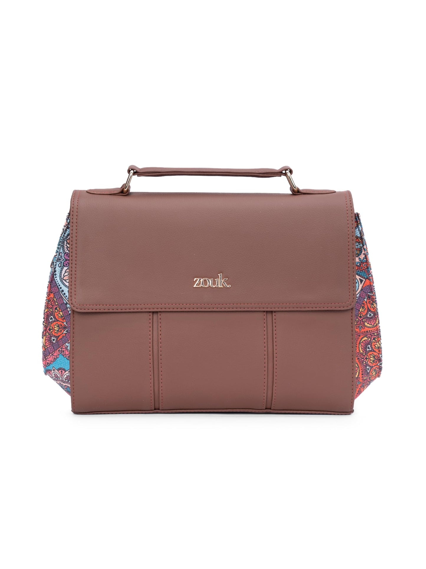 ZOUK Multicolor Mandala Print Rhea Kapoor Satchel Bag | Elegant Vegan Leather Handbag for Women | Mandala