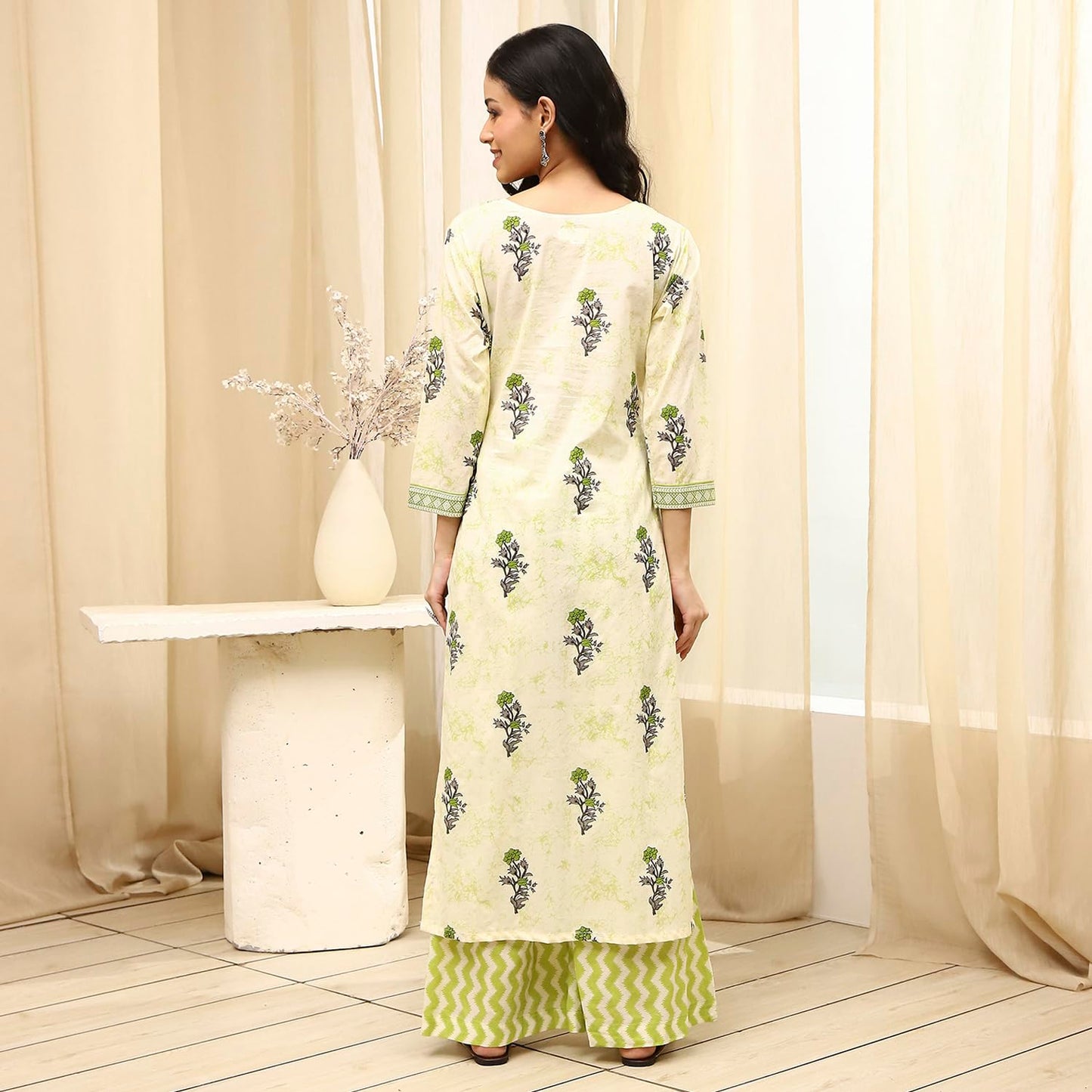 BIBA Women's Assorted Cotton Hand Block Print Unstitched Suit Set