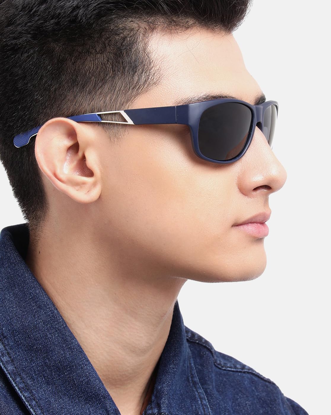 Carlton London Black with Blue Toned and Black Polarised Lens Sports Sunglass for men