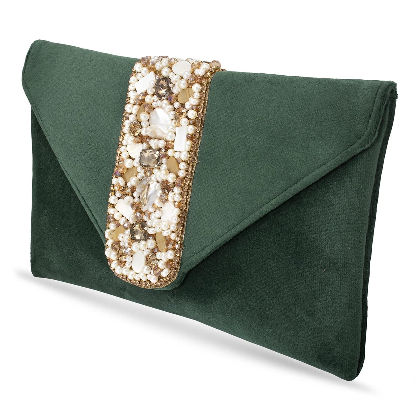 Peora Clutch Purses For Women Wedding Handmade Evening Handbags Party Bridal Clutch (C16Grn, Green)