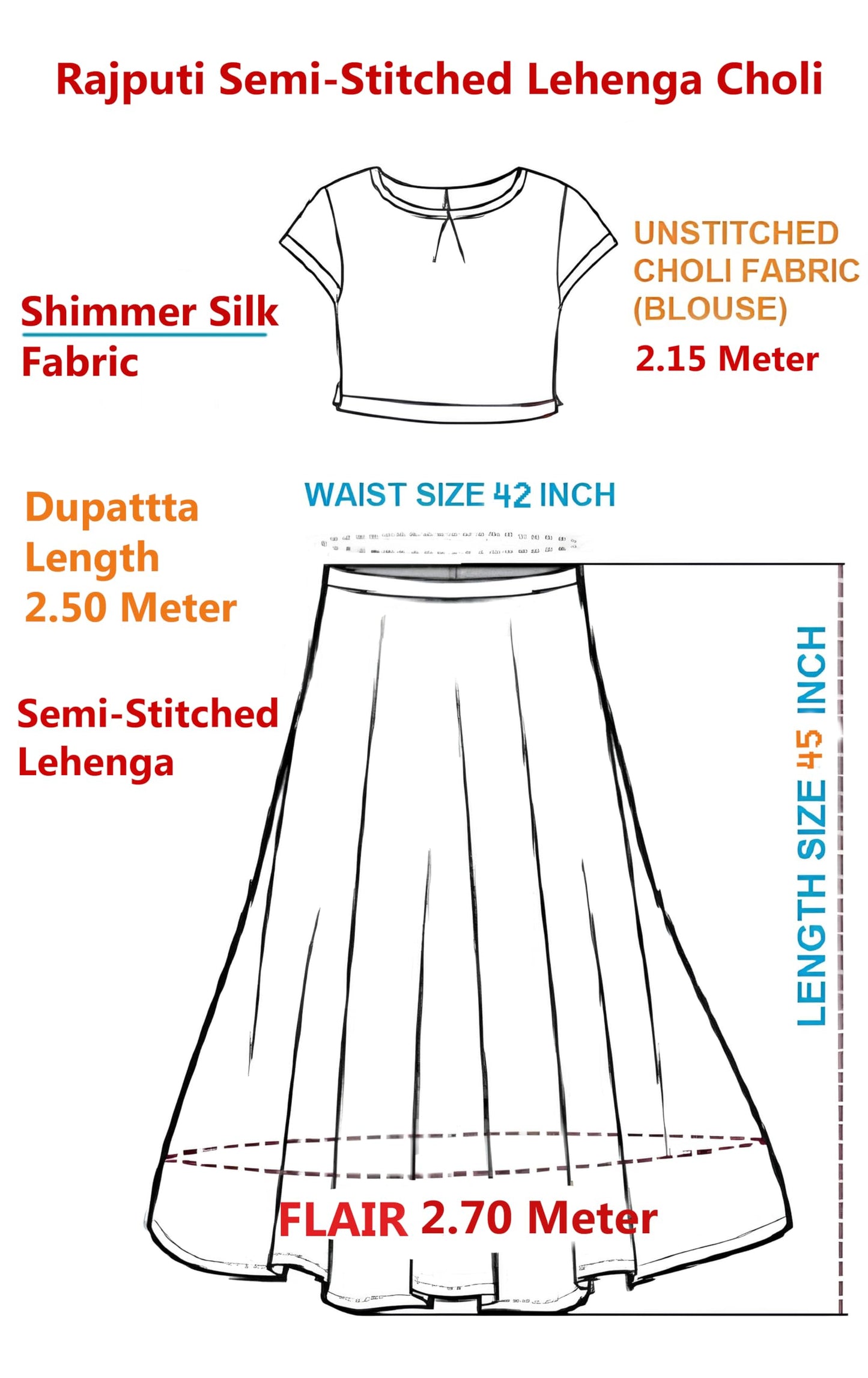 SHYAMLATA Women's Embroidered Shimmer Silk Ethnic wear Semi-stitched Rajasthani Lehenga Choli With Dupatta Set