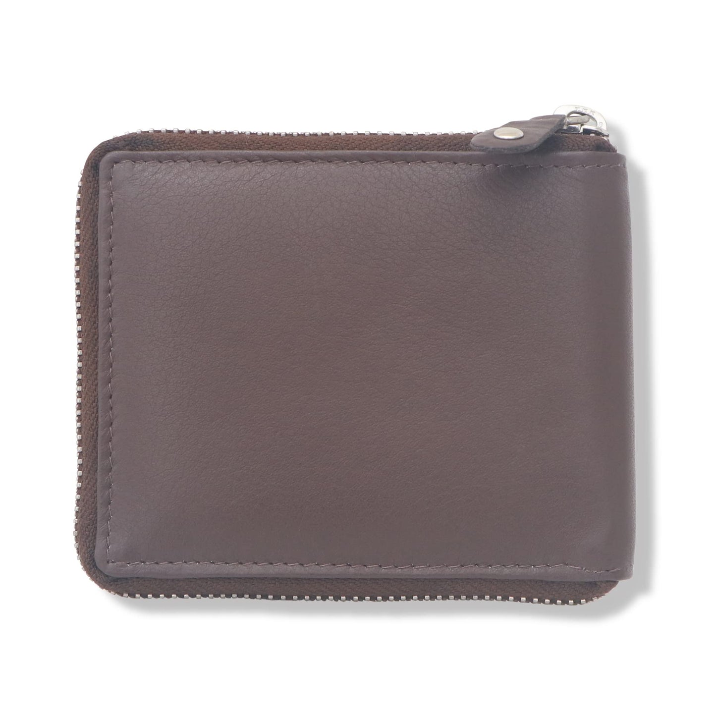 KARA Tan Zipper Men's Leather Wallet - Bifold Zipper Closing Wallet for Men with Coin Pocket and 3 Debit Card Holder Slot