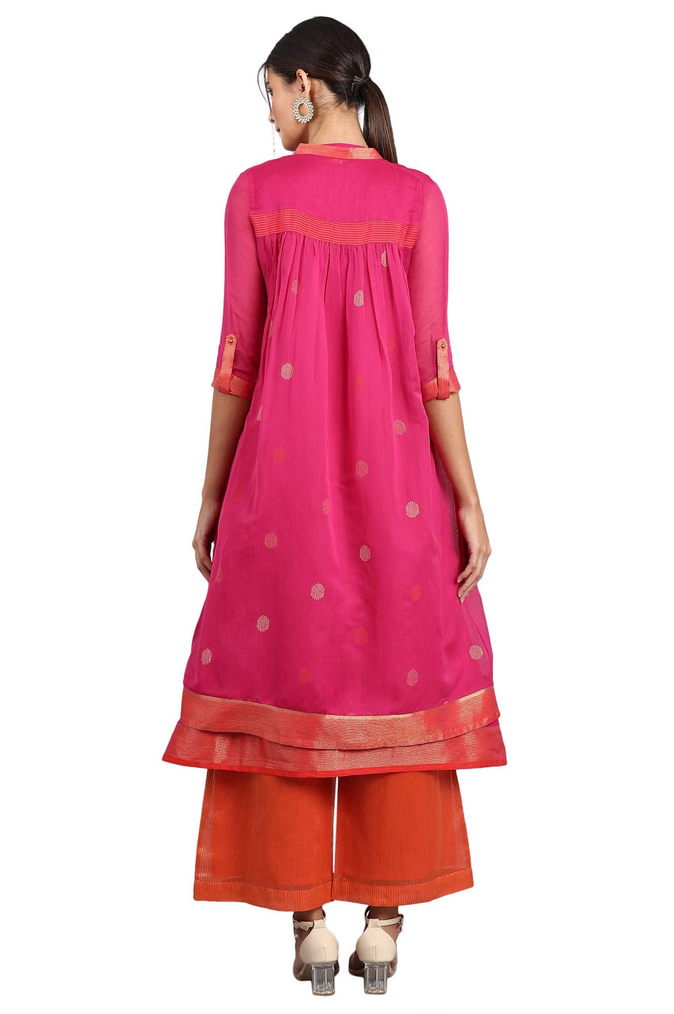 W for Woman Women's Rayon Salwar Suit Set (19AUWS12903-212656_Pink_XS (6))