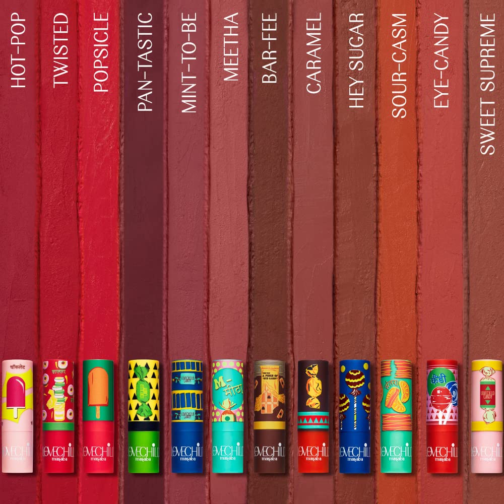 LoveChild Masaba - Paan-Tastic - Luxe Matte Lipstick, Moisturising, Long lasting, Wine Red, Bullet Matte Lipstick, 4ML