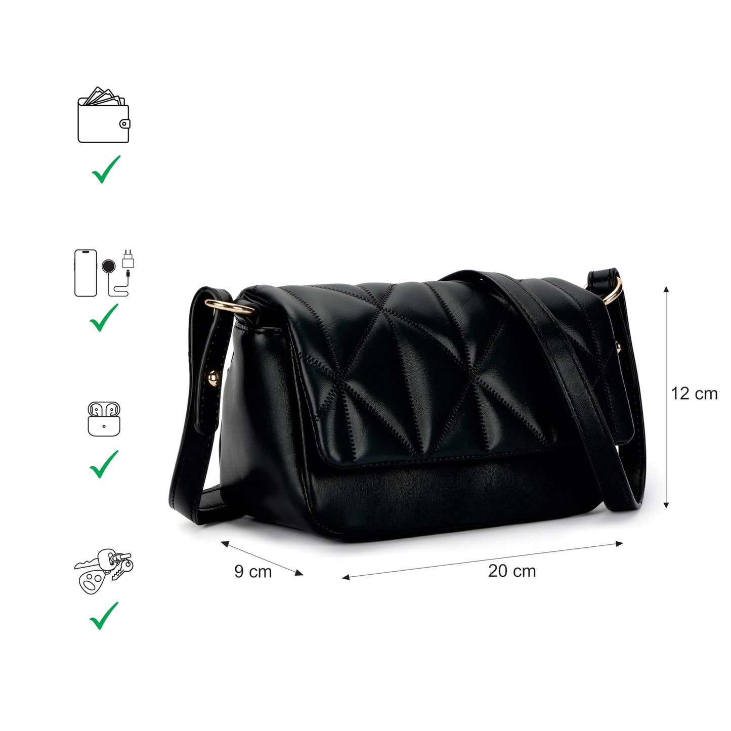 Fastrack Cloud Quilt Sling Bag for Women| Faux Leather Sling With Secure Flap Closure | Stylish Mini Bag With Organised Interior | Women's Handbags | Trendy Bags For Girls | Soft Sling Nag for Girl