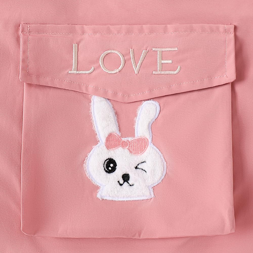 Hopscotch Girls Full Sleeves Pink Bunny Applique Hooded Jacket (3-4 Years)