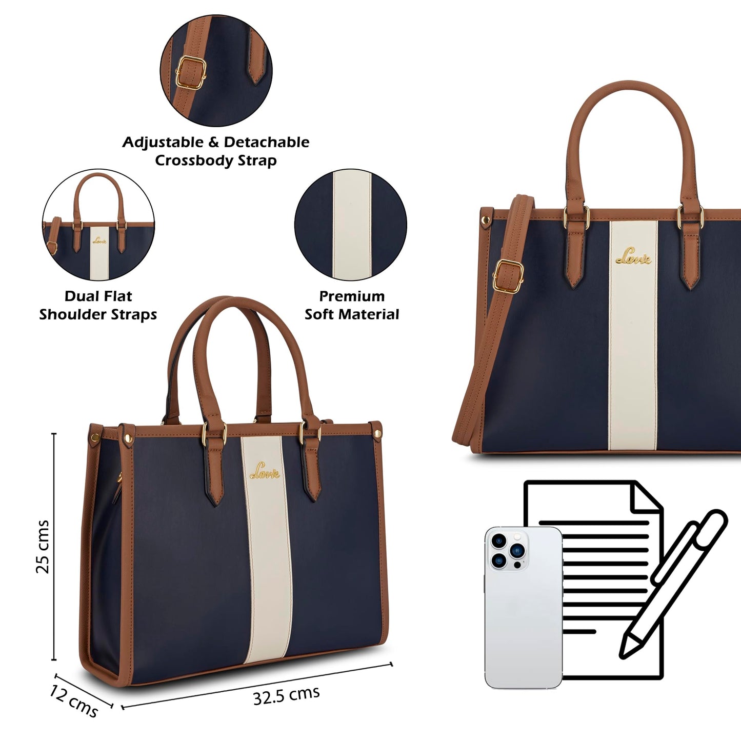 Lavie Women's Elissa Colourblock Satchel Handbag for Women | Satchel Bag for Work | Ladies purse | Stylish Shoulder Bag | Gift For Women