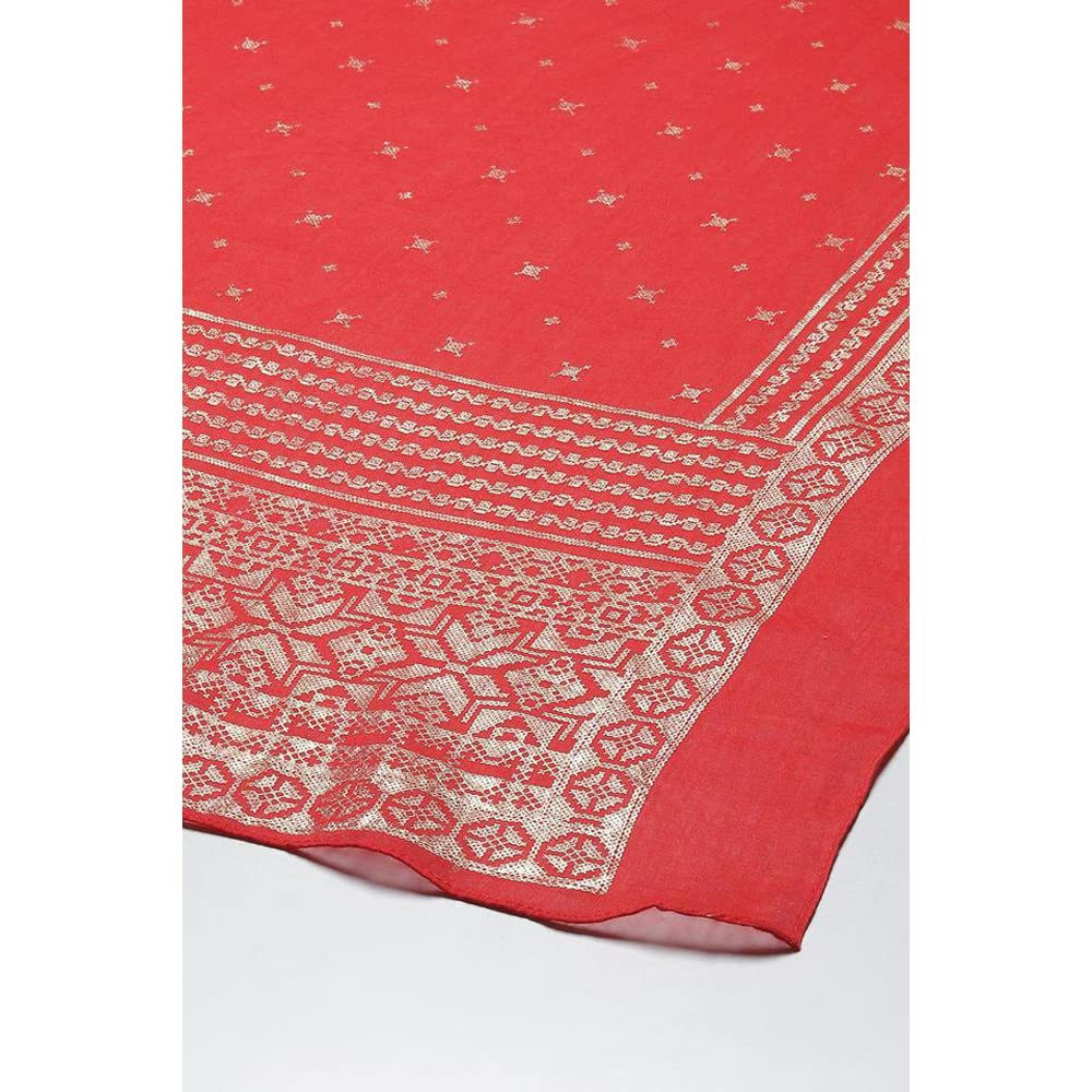 BIBA Women's Cotton Salwar Kurta Dupatta Suit Set Red M