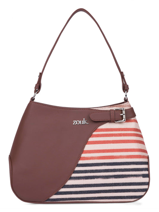 ZOUK Ira Handbag | Stylish Women's Handbag | Luxury Shoulder Bag for Women | Trendy | Fancy Ladies Handbags | Small Purse for Events | Water-Resistant | Qutub Stripes