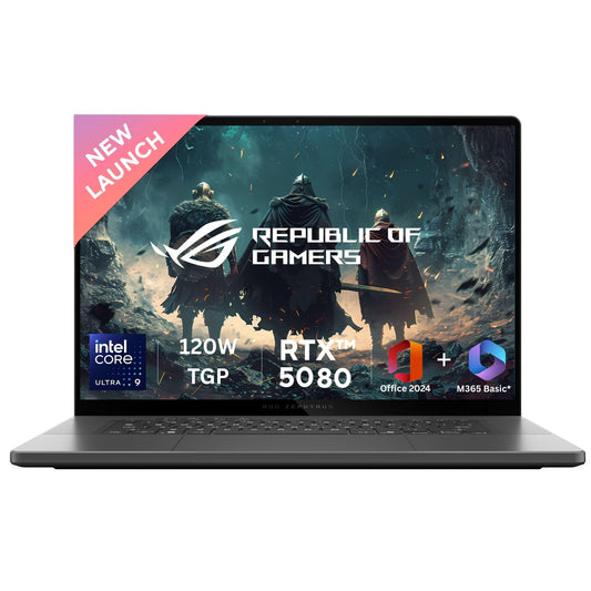 ASUS ROG Zephyrus G16,Intel Core Ultra 9 285H Gaming Laptop(RTX 5080-16GB/120W TGP/32GB/2TB/2.5K QHD+/16"/240Hz/Windows 11/M365 Basic (1Year)*/Office Home 2024/Eclipse Gray/1.95 Kg) GU605CW-QR133WS